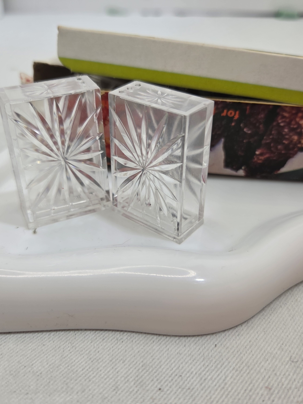 Vintage Petite Fours Miniature Clear Plastic Salt & Pepper Shakers Set 4 Pairs